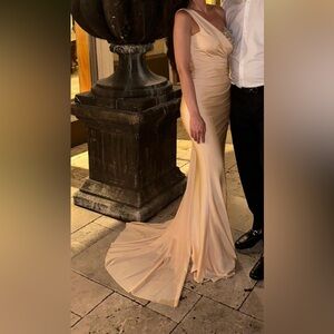 One shoulder Cream dress